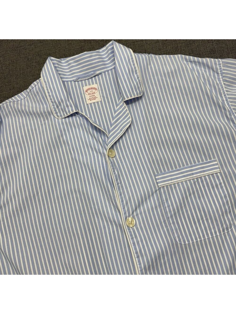 Brooks Brothers Mens Cotton Pajama Set Mens XXL (42 X 30) Blue Striped Sleepwear